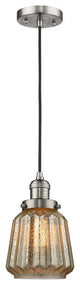 Chatham LED Mini Pendant, Brushed Satin Nickel, Glass: Mercury Plated