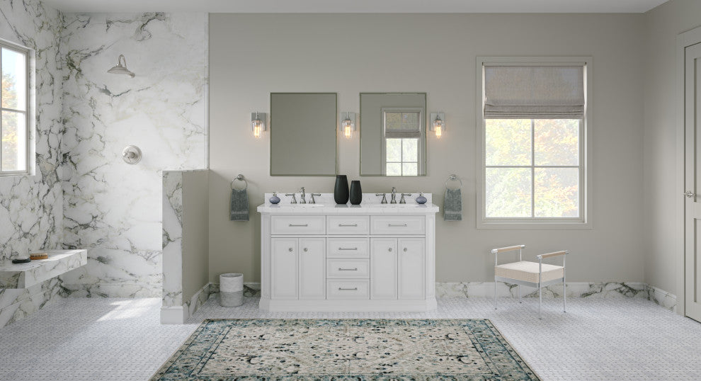 The Jazz Bathroom Vanity, Double Sink, 60", Pure White, Freestanding