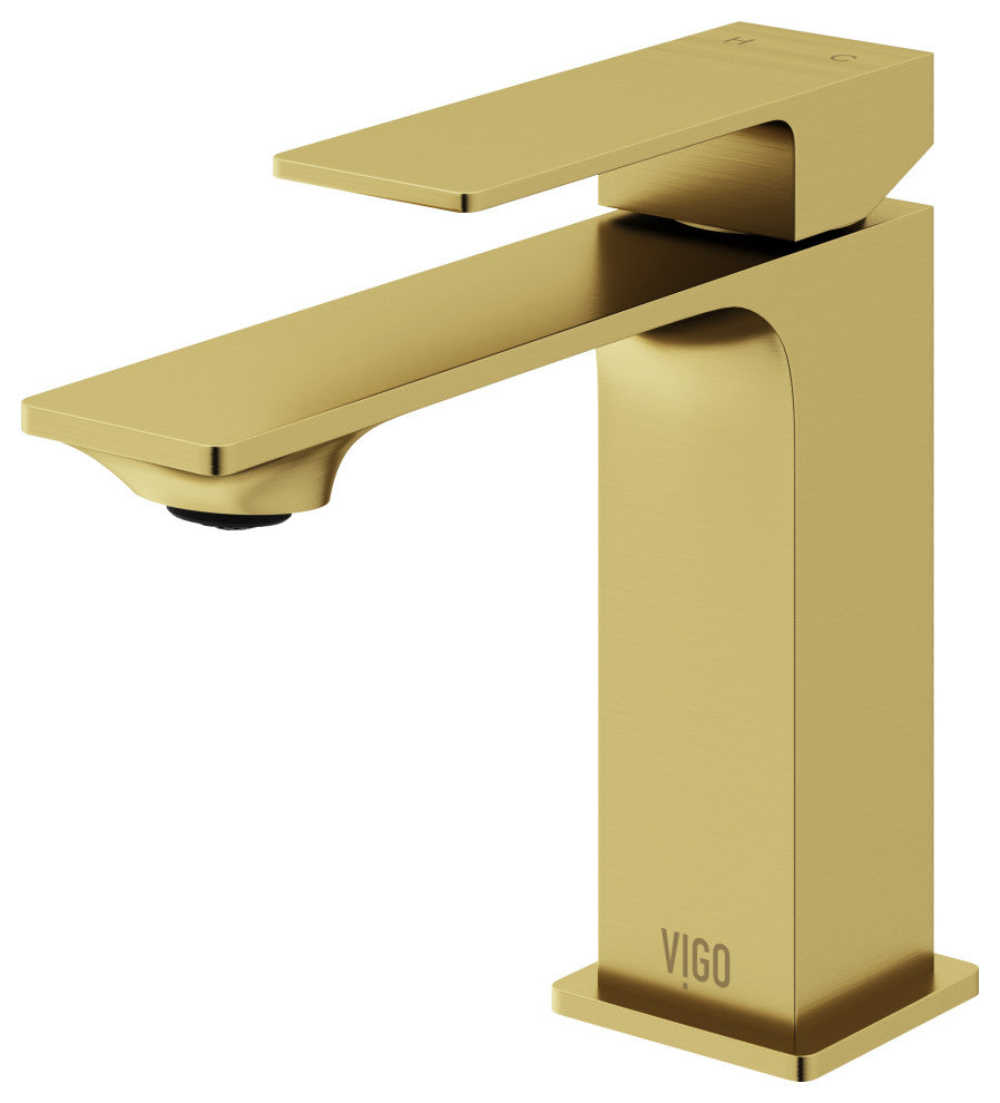VIGO Dunn 6" H Single Handle Single Hole Bathroom Faucet, Matte Brushed Gold, Without Extras