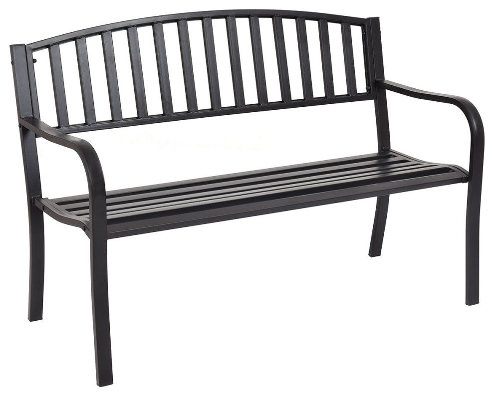 Costway 50'' Patio Garden Bench Outdoor Furniture Steel Slats Porch Chair Seat
