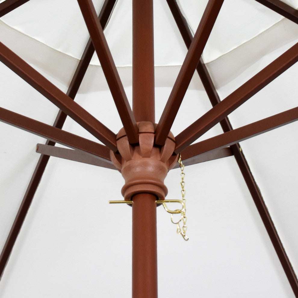 9' Square Push Lift Wood Umbrella, Sunbrella, Canvas