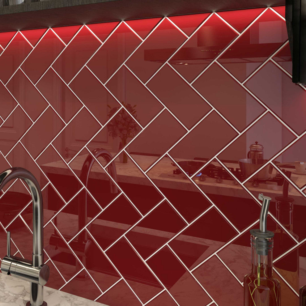 3"x6" Glass Subway Collection, Ruby Red