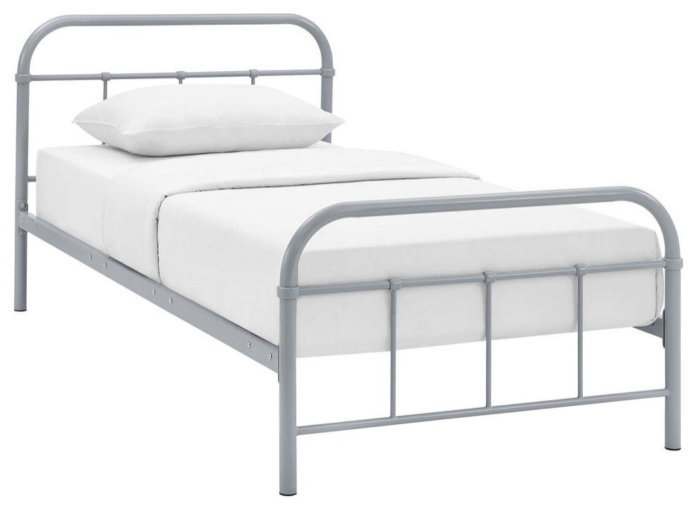 Modway Maisie Twin Stainless Steel Bed Frame, Gray