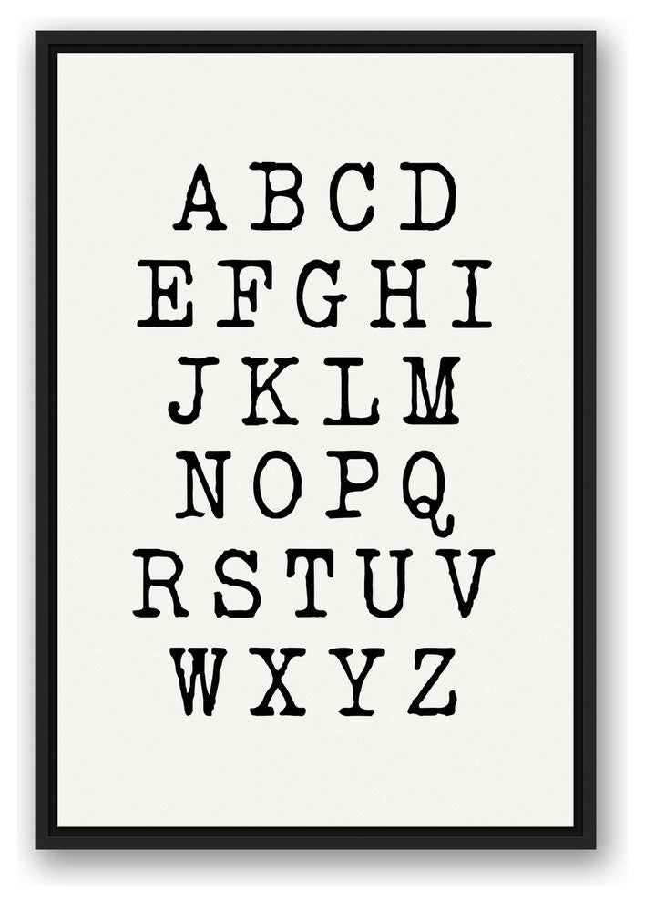Typewriter Alphabet 16x24 Black Floating Framed Canvas