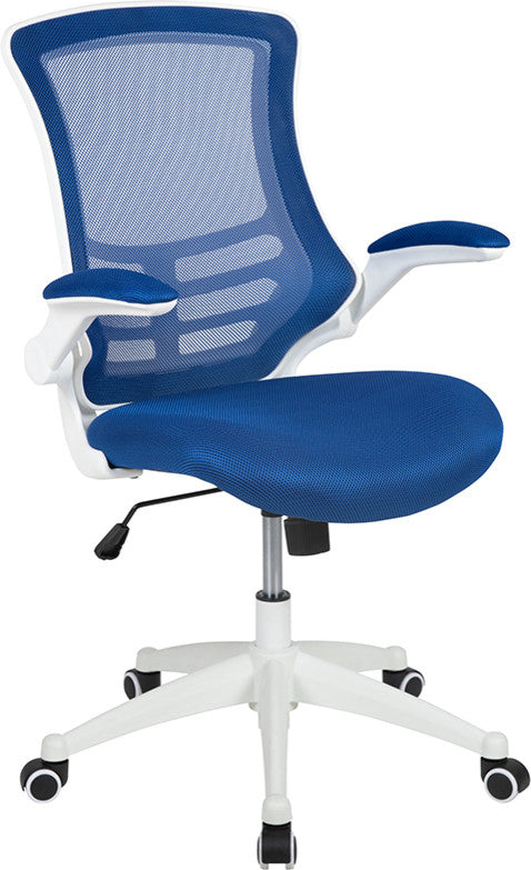 Mid-Back Mesh Swivel Ergonomic Task Office Chair, Blue/White