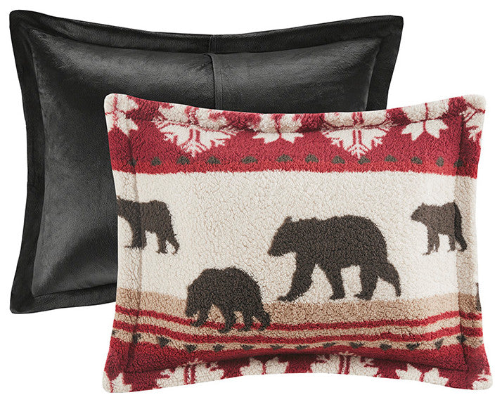 Woolrich Tunbridge Winter Cabin Sherpa Comforter Set, Red