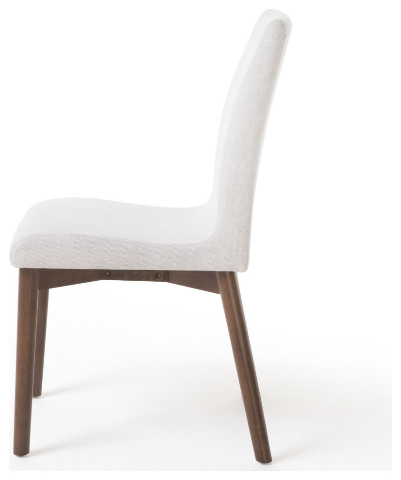GDF Studio Katherine Fabric Seat and Wood Finish Dining Chairs, Set of 2, Beige/Walnut