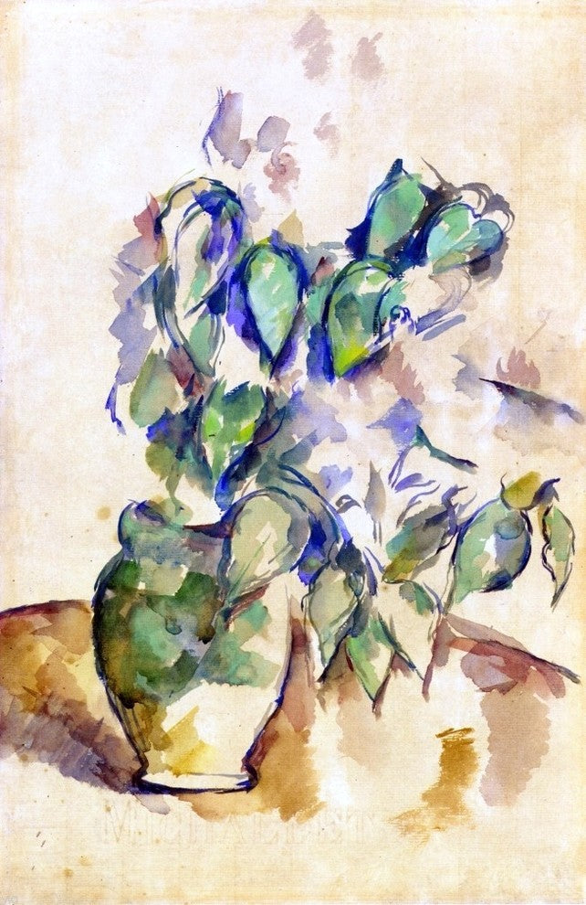 Paul Cezanne Leaves in a Green Pot, 18"x27" Wall Decal Print