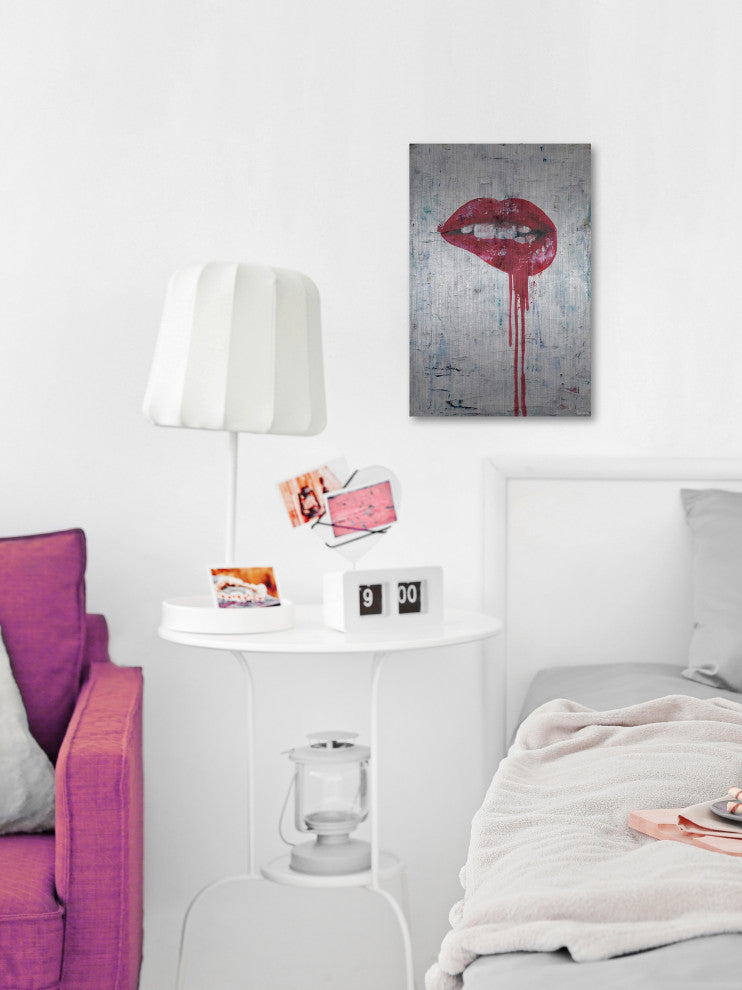 "Tainted Lips" Painting Print on Brushed Aluminum, 40"x60"