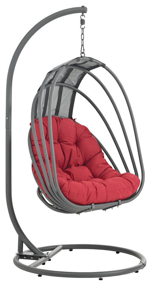 Red Whisk Outdoor Patio Swing Chair With Stand