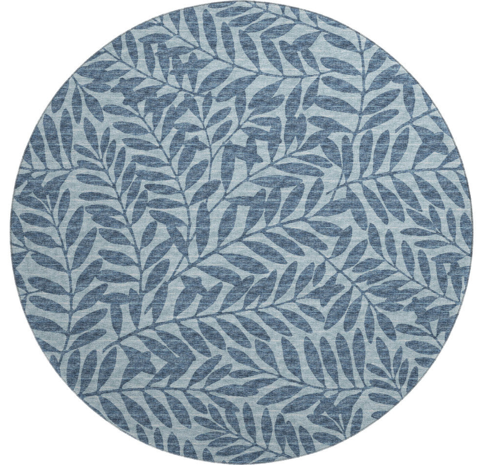 Addison Premium Washable Mayfield AMF111 Blue 8' x 8' Round Rug