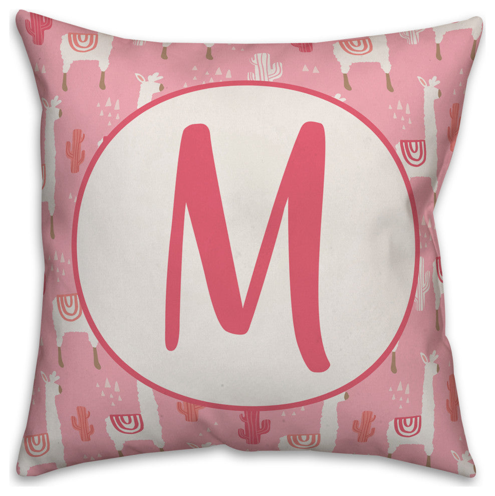 Monogram Lllama Pattern - M 16x16 Spun Poly Pillow