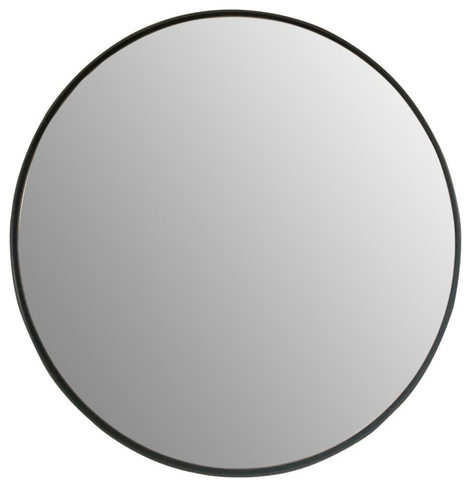Round Metal Frame Mirror, Matte Black