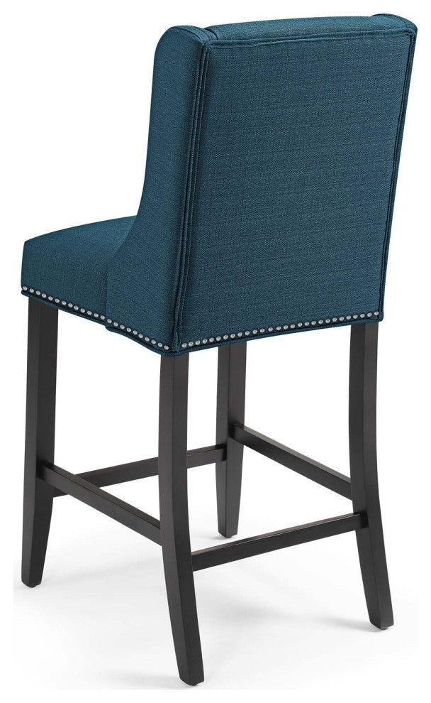 Counter Stool Chair, Set of 2, Fabric, Wood, Navy Blue, Modern, Bar Pub Bistro