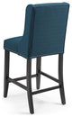 Counter Stool Chair, Set of 2, Fabric, Wood, Navy Blue, Modern, Bar Pub Bistro