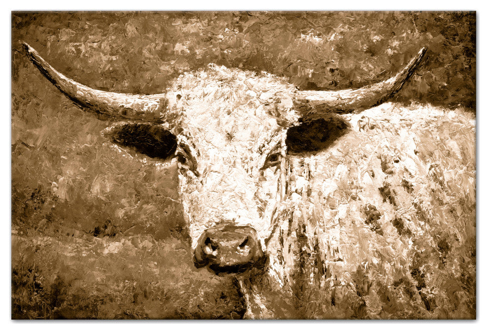 Sepia Bull 20x30 Canvas Wall Art