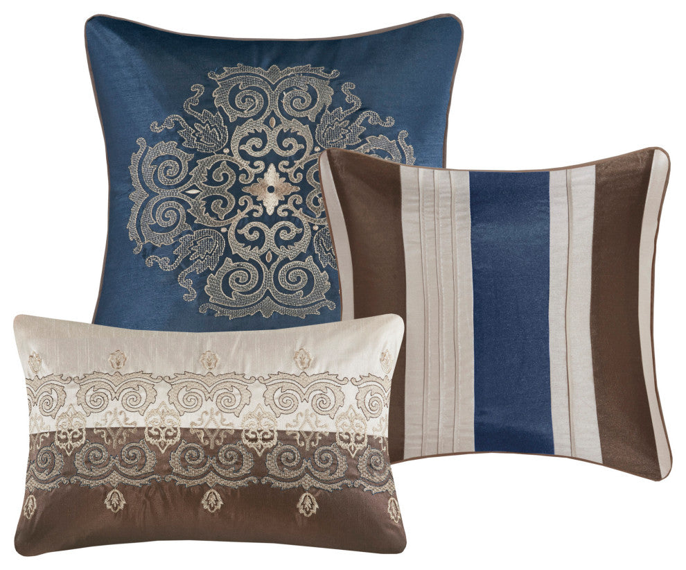 Madison Park Donovan 7 Piece Jacquard Comforter Set, Navy