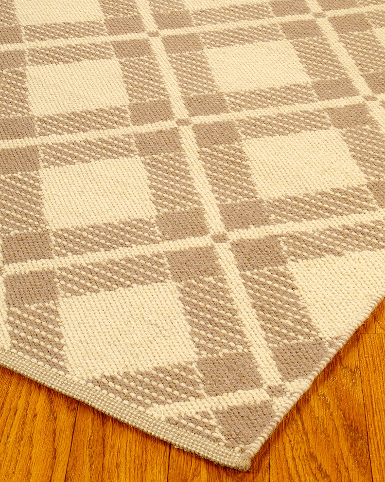 "Whimsy" Dhurrie Wool Rug, Hand Woven , Reversible, 8' X 10'