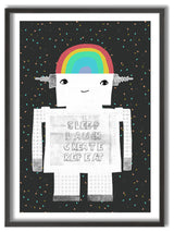 Kids Framed Art Print, Sleep Laugh Create Repeat by Treechild, 24"x36", Framed