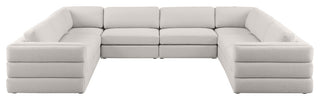 Beckham Linen Textured Fabric 8-Piece Modular U-Shaped Sectional, Beige