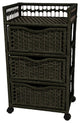 31" Natural Fiber Chest of Drawers on Wheels, Black