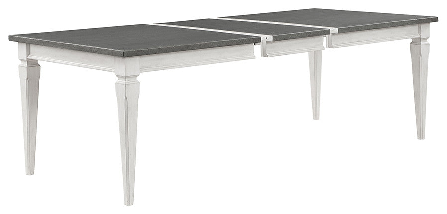ACME Katia Dining Table With Leaf, Rustic Gray & Weathered White Finish