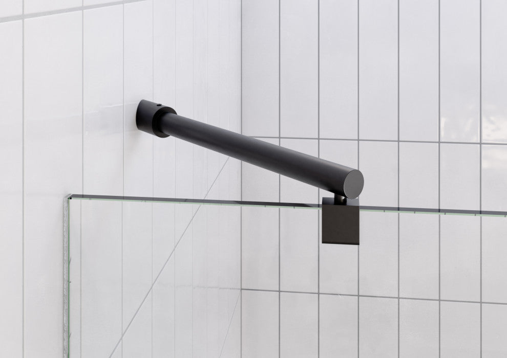 45"Wx78"H Frameless 3 Panel Inline Shower Door, Matte Black