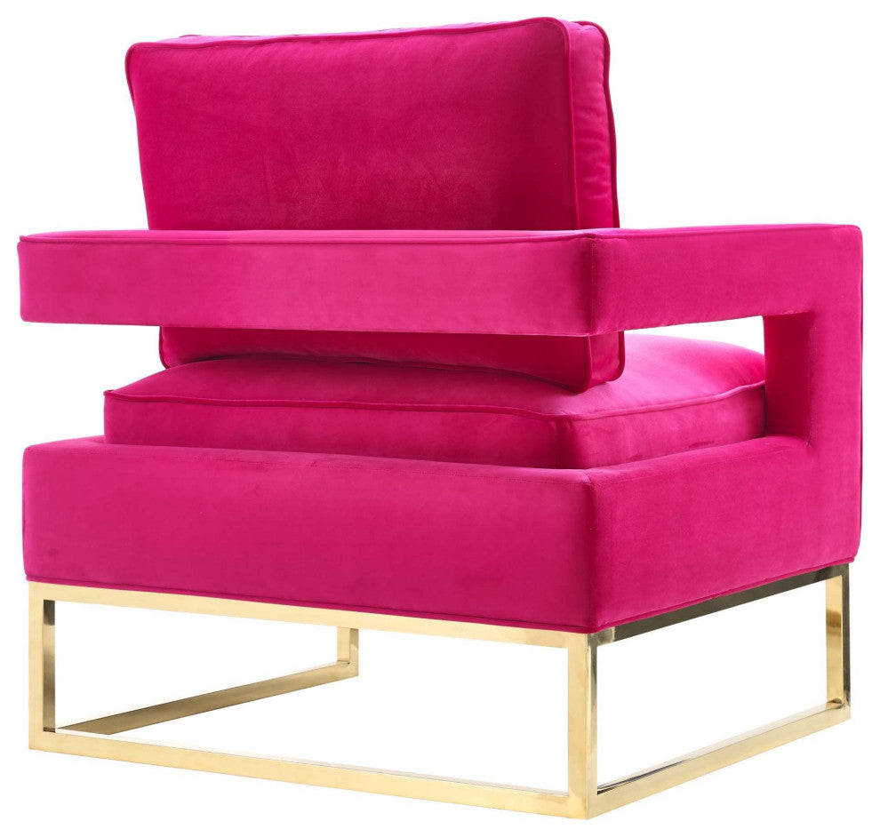 Avery Pink Velvet Chair With Polished Gold Base
