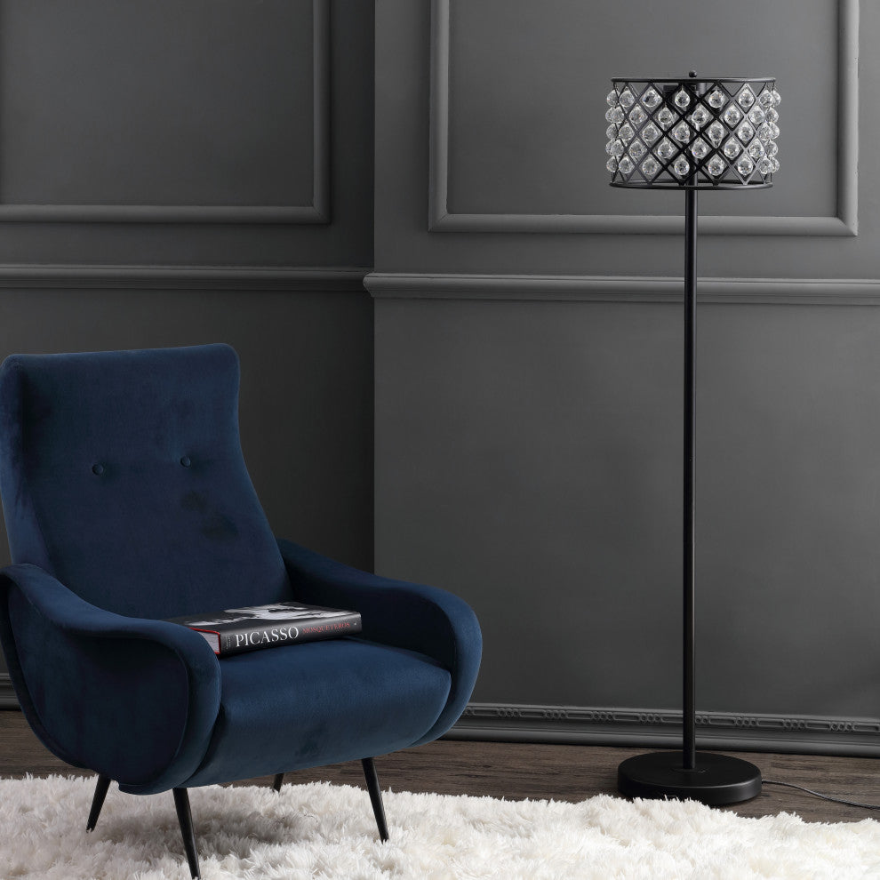 Elizabeth Crystal, Metal LED Floor Lamp, 60", Bronze