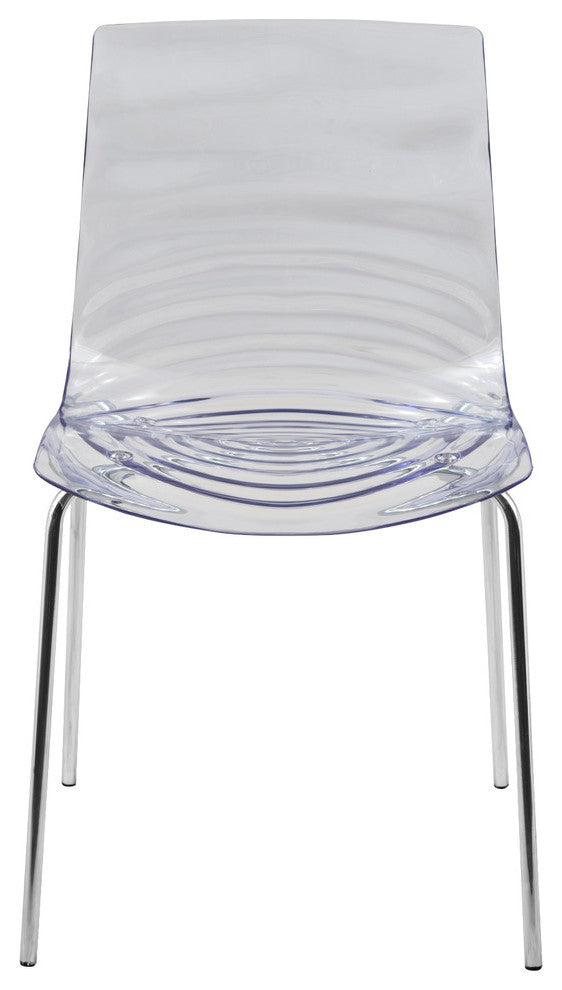 Leisuremod Astor Plastic Dining Chair With Chrome Base, Clear