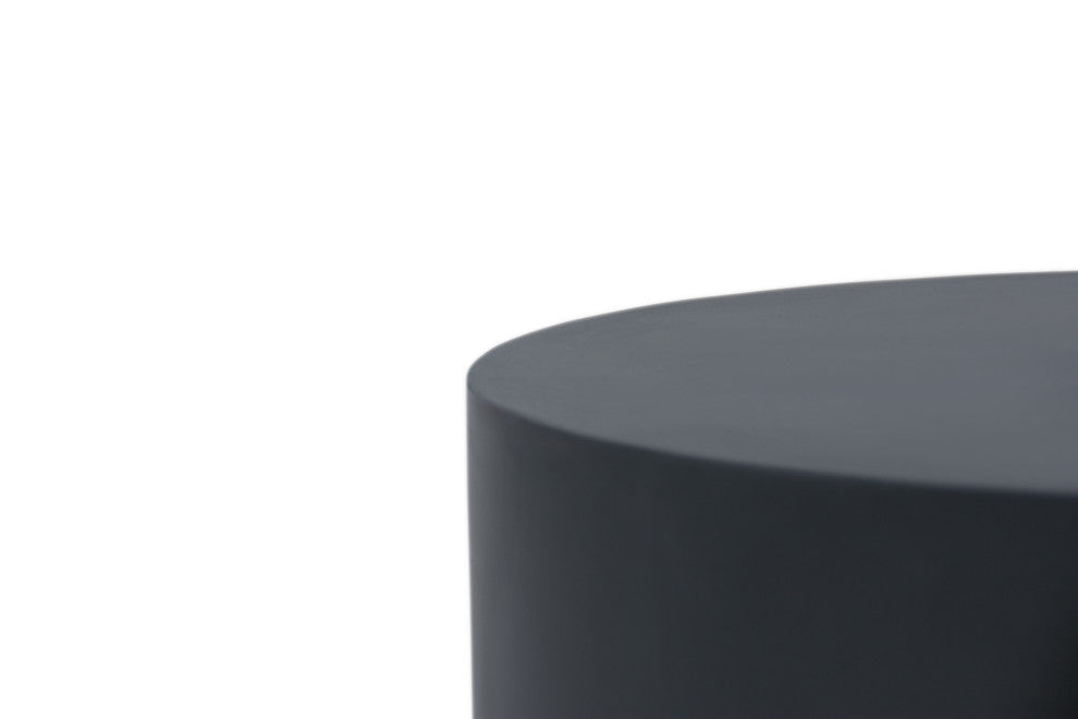 Rome 34" Round Concrete Coffee Table, Slate Black