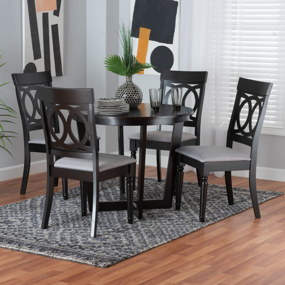 Jenny 5-Piece Dining Set, Gray/Dark Brown