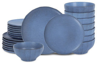Stone Lain Rio Stoneware 24-Piece Dinnerware Set, Blue