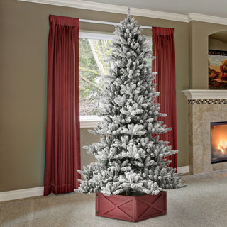 7.5' Pre-Lit Snow Flocked Fir Christmas Tree With Lights