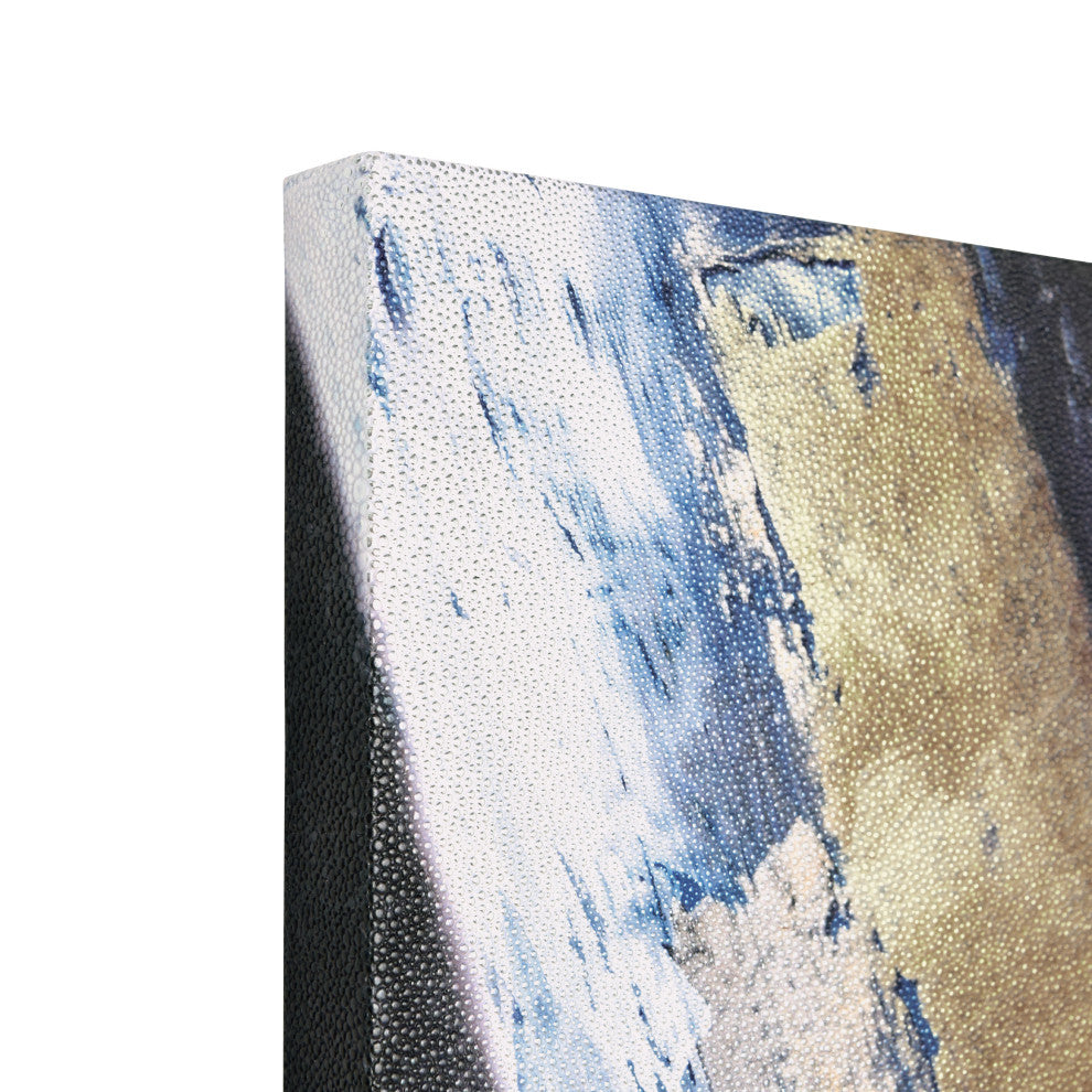 "Silver Cascade" Abstract Art on Silver Shagreen Wrapped Canvas Wall Art