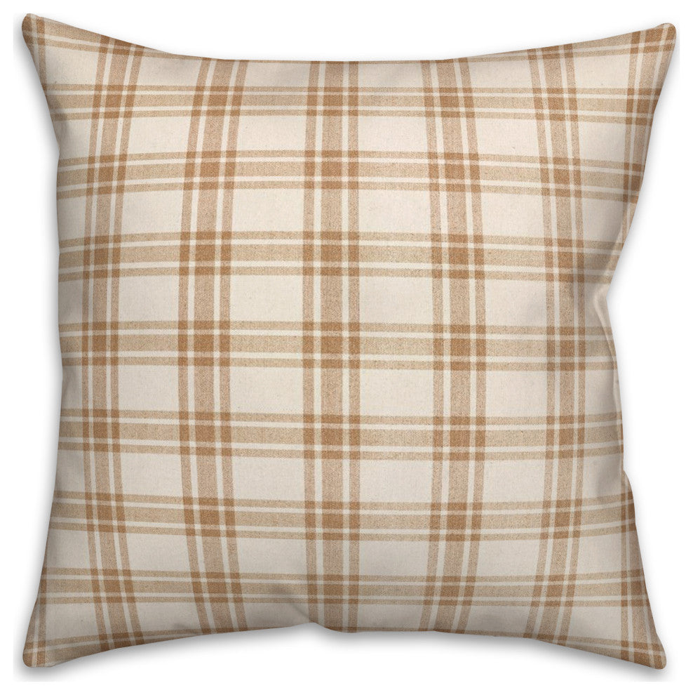 Orange Plaid 18x18 Spun Poly Pillow