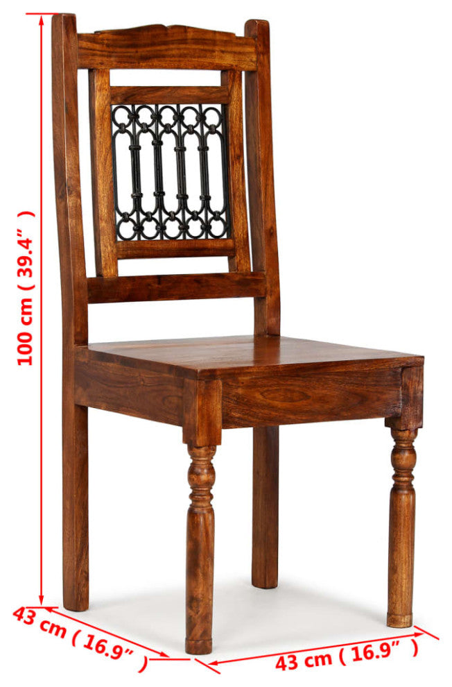 vidaXL Dining Chairs 2 pcs Solid Wood With Sheesham Finish Classic
