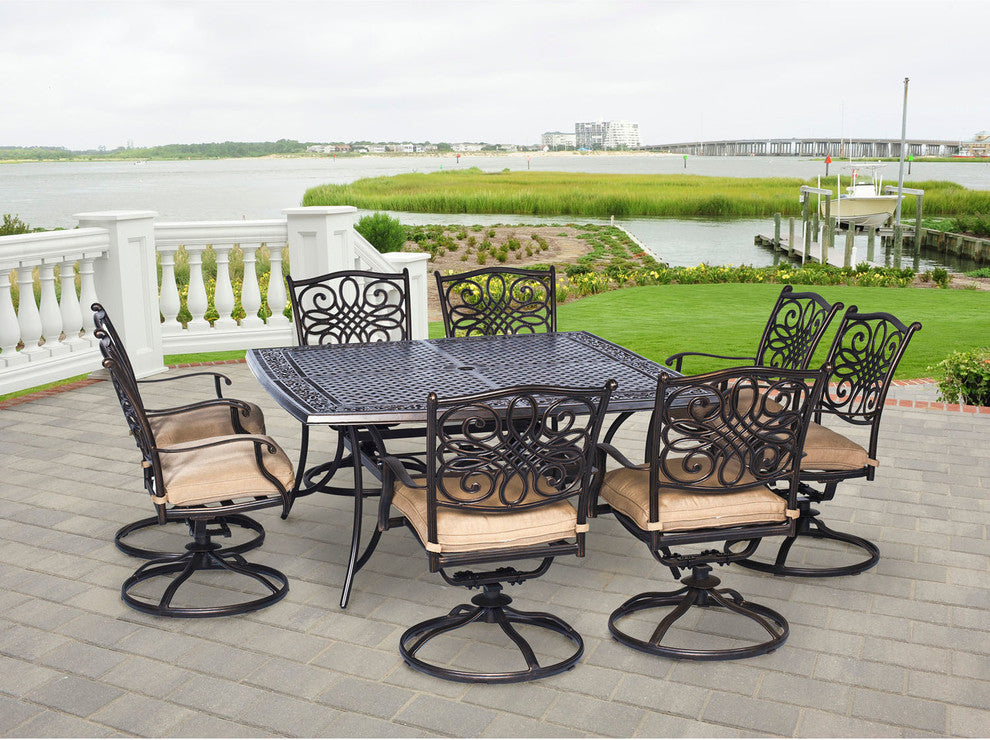 Traditions 9-Piece Square Dining Set With Swivel Chairs