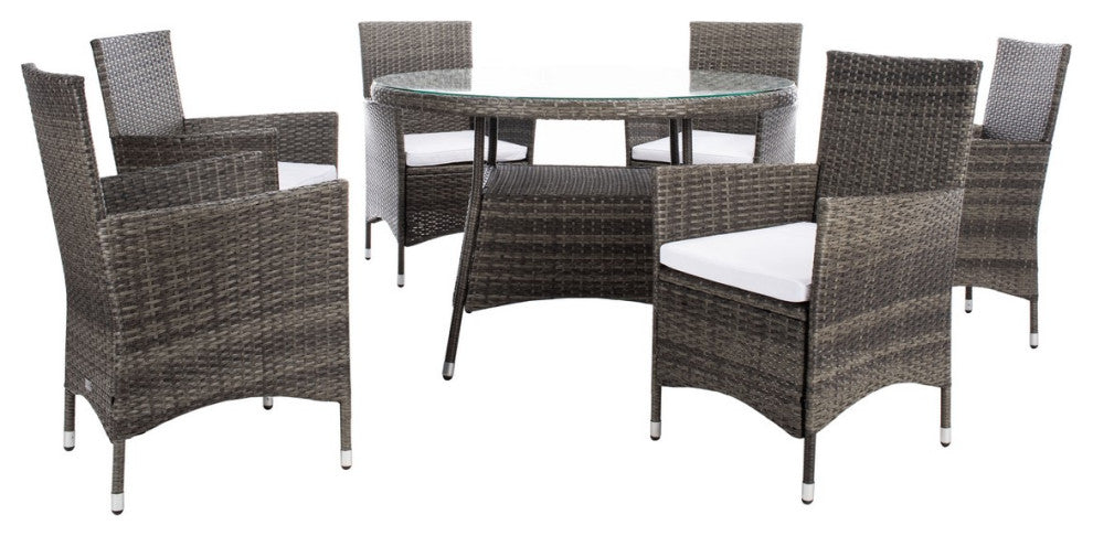 Safavieh Challe Dining Set, Grey Brown / White