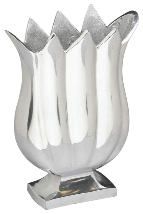 Brunswick 13" Metal Vase, Polished aluminum