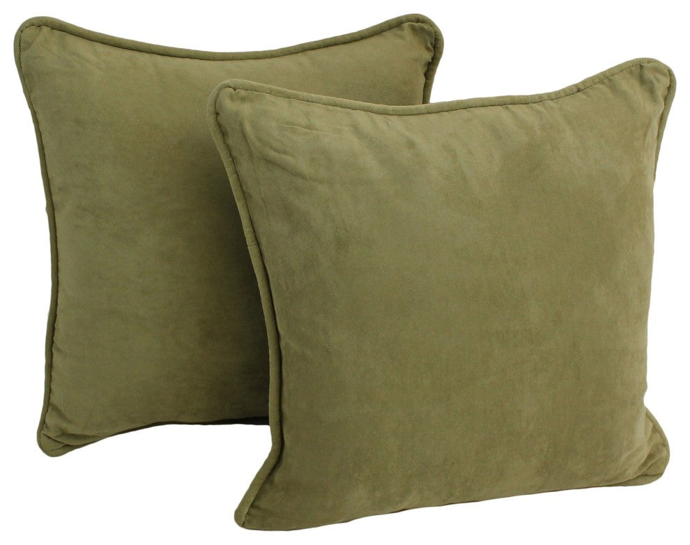 18" Double Corded Square Throw Pillows Inserts, Set of 2, Sage Green
