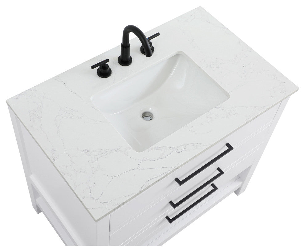 Home Living 36" Single Bathroom Vanity, White