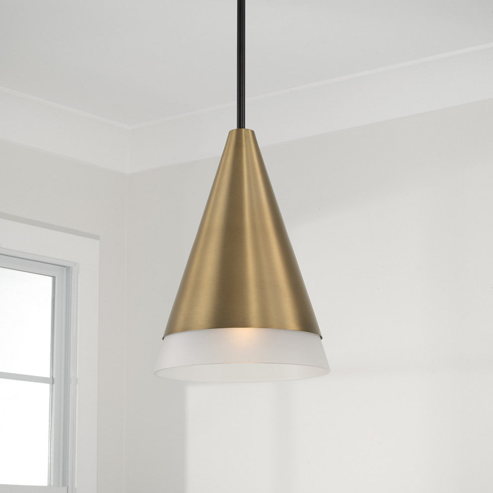 Capital Lighting 351911 Avant 10"W Mini Pendant - Aged Brass / Black
