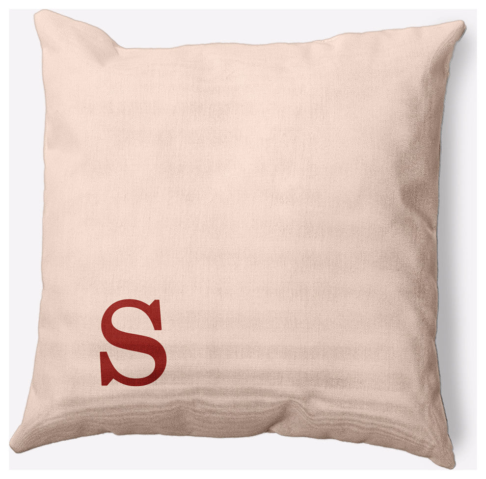 20" x 20" Modern Monogram Indoor/Outdoor Polyester Throw Pillow, Maple Red
