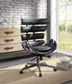 Megan Executive Office Chair, Vintage Black Top Grain Leather and Aluminum
