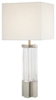 Clear Crystal Boxed Shade Table Lamp, Polished Nickel
