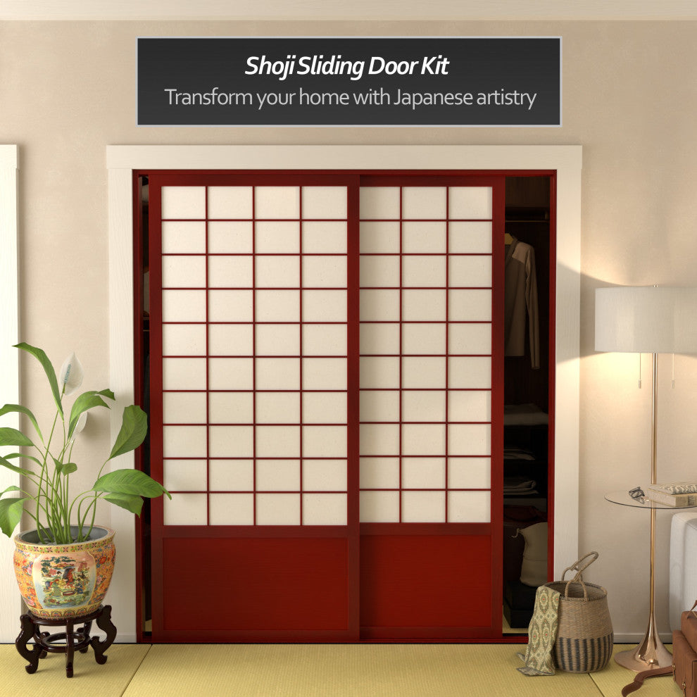 7' Tall Zen Shoji Sliding Door Kit, Rosewood