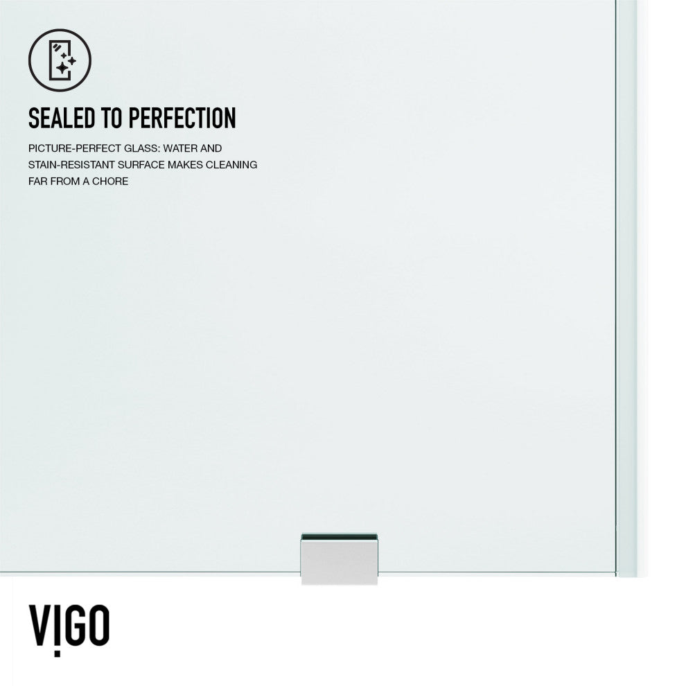 VIGO Elan 56" to 60" W x 74" H Frameless Sliding Shower Door, Chrome, Clear Glass