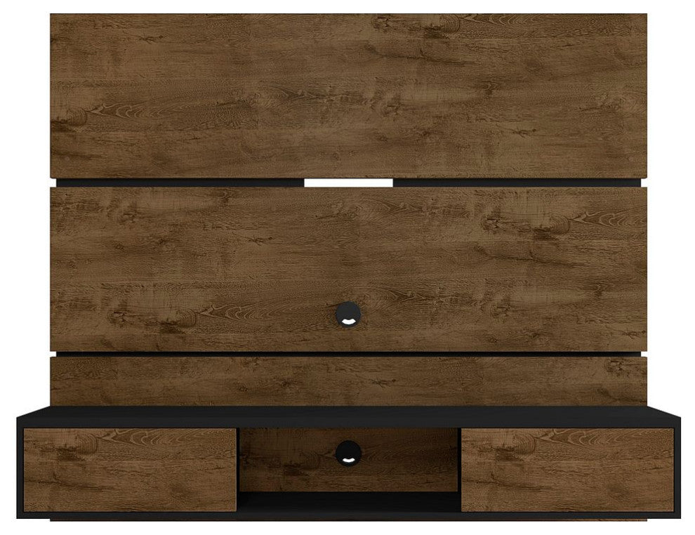 Vernon 62.99 Floating Entertainment Center in Rustic Brown and Black