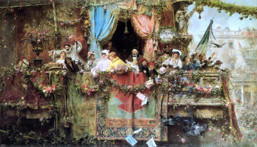 Jose Benlliure Y Gil A Carnival In Rome, 18"x27" Gallery Wrapped Canvas Print